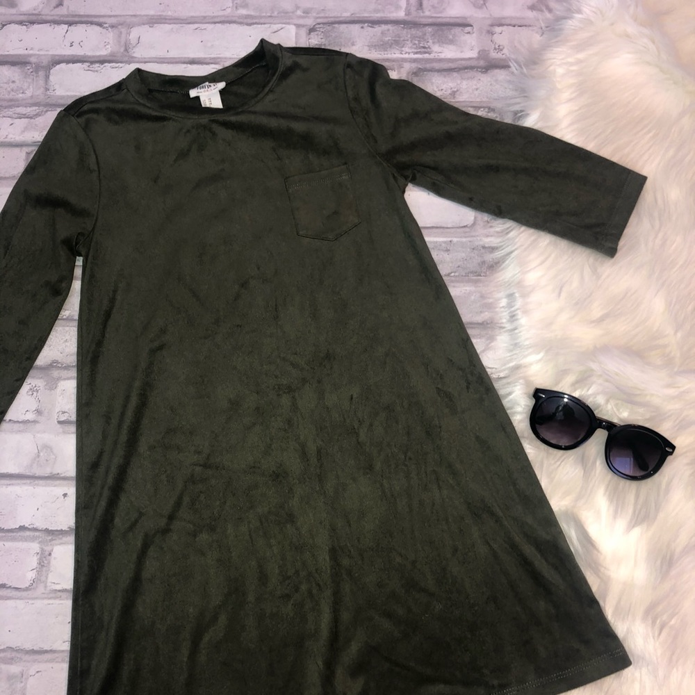 Girls Forever 21 olive color suede dress
